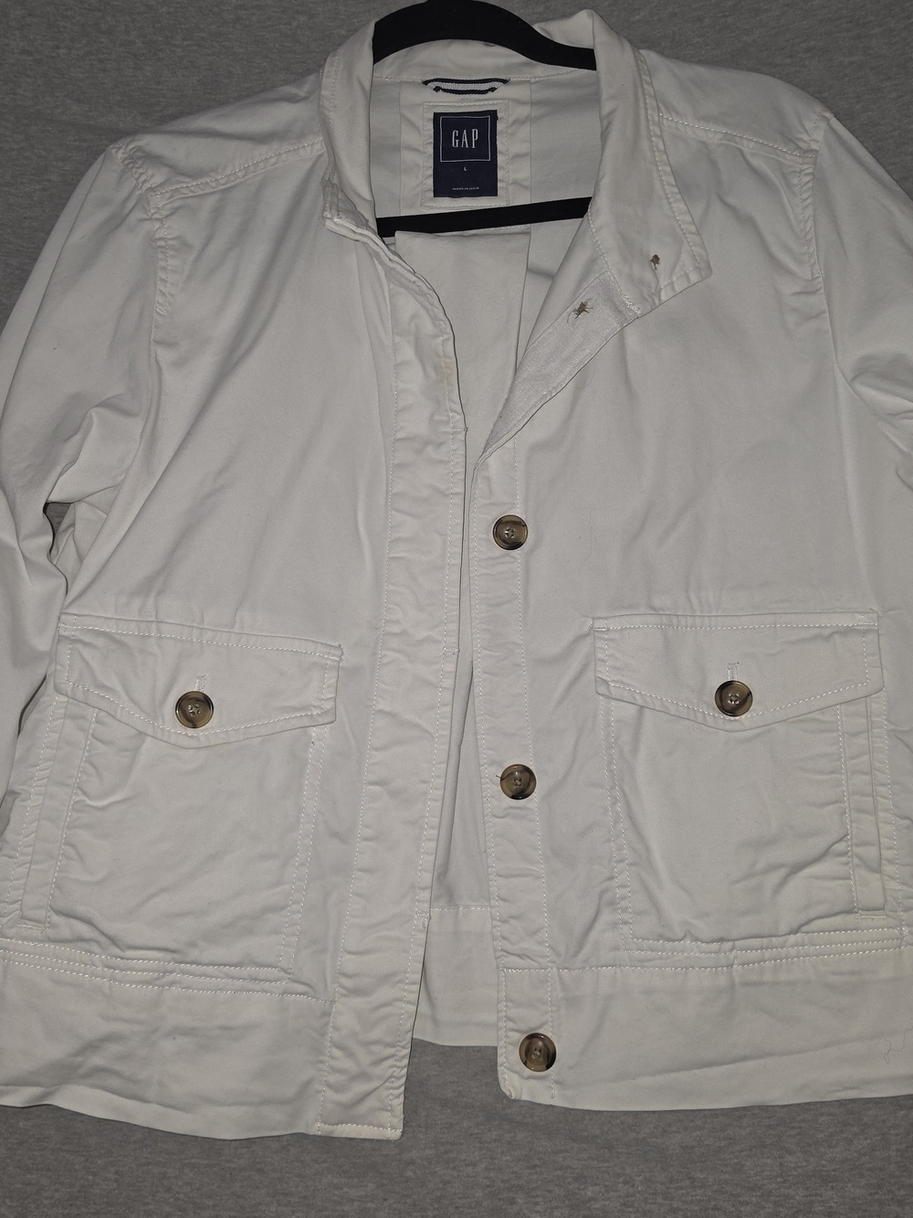 GAP White Button-Front Utility Jacket - Picture 11 of 12